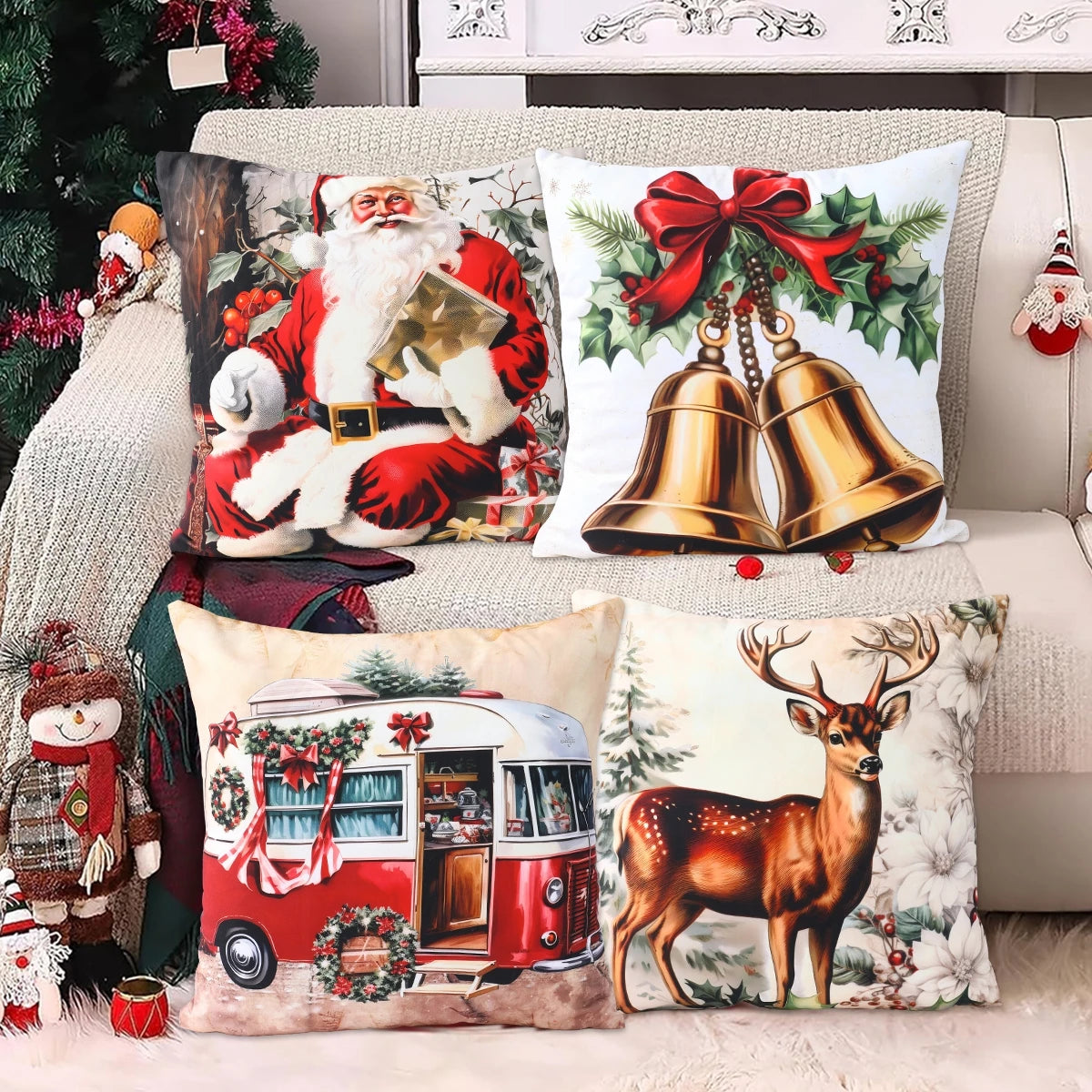 45cm Christmas Cushion Cover Navidad Merry Christmas Decorations For Home 2024 Xmas Noel Cristmas Ornaments New Year Gifts 2025