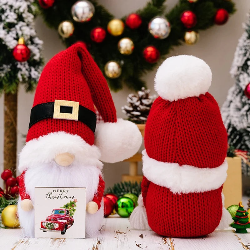 Christmas Knitted Hat Faceless Doll Plush Gnome Doll Xmas Dwarf Decorations New Year Plush Figurines Doll Ornament Gift Toys